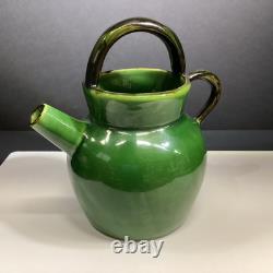 William Sonoma ceramic pottery green glazed Gargoulette Water jug pitcher France