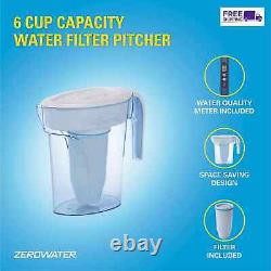 Zero Water Pitcher (zp-006-4) 1.4l Jug Dispenser Filters 96.6% Contaminants
