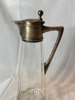 1867-1922 Jugendstil Art Nouveau Cruche à eau en argent autrichien Vienne VMS