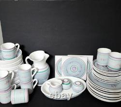 40 pièces 8 couverts CALECA MARINA LAVANDE BLEUE assiettes bols mugs tasses service