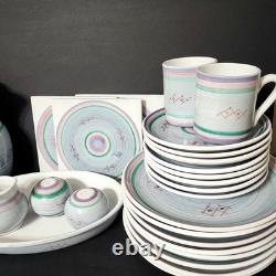 40 pièces 8 couverts CALECA MARINA LAVANDE BLEUE assiettes bols mugs tasses service