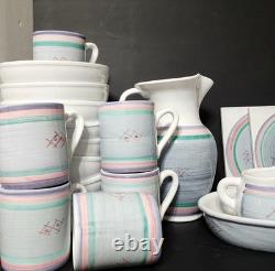 40 pièces 8 couverts CALECA MARINA LAVANDE BLEUE assiettes bols mugs tasses service