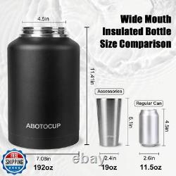 ABOTOCUP Jerrican d'eau de 1,5 gallon avec large ouverture, bouteille d'eau isolée de 192 oz K