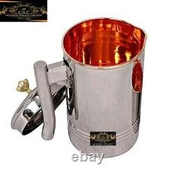 Amazing Steel Copper Jug 1500ml Water Pitcher Jar With Glass 300ml Set Of 6pcs