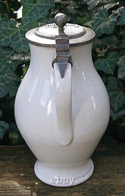 Ancien Pichet Hochzeitskrug Cruche d'eau en porcelaine avec couvercle en étain pour le jour du mariage
