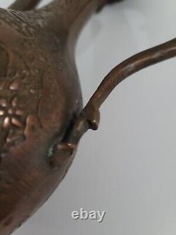 Ancienne cruche à eau en cuivre persan islamique, pichet à café, pichet, pot à eau gravé