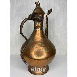 Ancienne cruche d'eau en cuivre antique Cruche en cuivre Ewer Moghol Persan Islamique