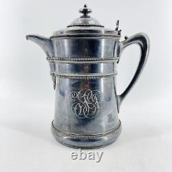 Antique 1868 Meriden B. Compagnie Silver-plated Enamel Pitcher D'eau Doublé Jug