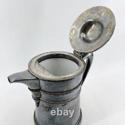 Antique 1868 Meriden B. Compagnie Silver-plated Enamel Pitcher D'eau Doublé Jug