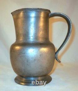 Antique 18th Century French Pewter Water Jug Or Pitcher Spout And Applied Handle