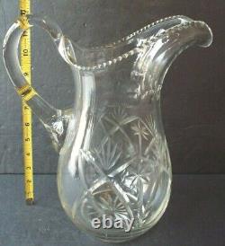 Antique Cut Webb Corbett Cristal Pitcher D'eau En Verre Ou Vase De Jug