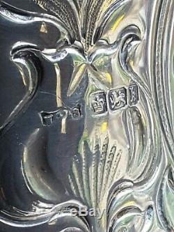 Antique En Argent Massif Eau / Claret Jug / Decanter. 575g Sheffield 1902