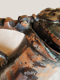 Antique Heavy Hand Made Copper Turquie Pitcher Eau Jug Ornate Détail