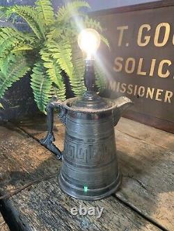 Antique Jug Pitcher Ewer Lampe Lumière Argent Plaqué Grandes Eaux Thorp New York
