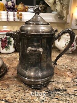 Antique Large Monarch Silver Co 4 Piece Victorian Water Pitcher Set-history