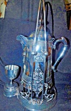Antique Pairpoint Silverplate Silver Plate Basculement Pitcher Eau Sur Stand Goblet