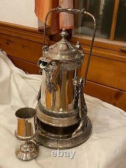 Antique Reed & Barton Silver Tilting Water Pitcher Avec Goblet, Drip Tray & Jug