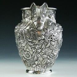 Antique Signé S. Kirk And Son Sterling Silver Repousse Water Pitcher