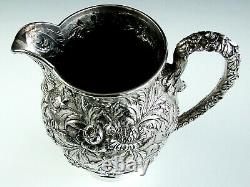 Antique Signé S. Kirk And Son Sterling Silver Repousse Water Pitcher