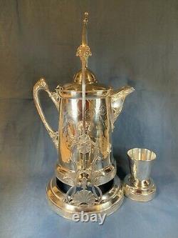 Antique Silver Plate Southington Tilting Pitcher Water Coffee Ornate 1890 C770