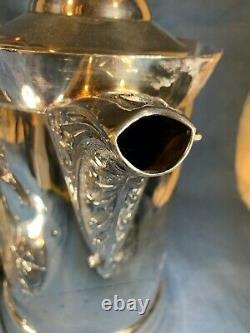 Antique Silver Plate Tilting Pitcher Water Coffee Ornate 1890's C795