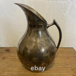Antique Silver Water Pitcher 718g Marked Sterling (eagle) Cls Hecho En Mexique