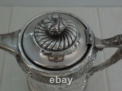 Antique Tankard Eau Pitcher Quadruple Silver Plate Wilcox Co Duck Handle 1878