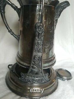 Antique The Homan S. P. Co. Triple Plate Silverplate Tilting Water Pitcher Stand
