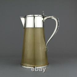 Antique Victorian Solid Sterling Silver & Horn Water / Claret Jug / Decanter