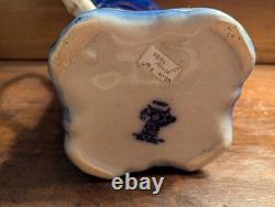 Antique Vtg BRUN & STEVENTON BURSLEM ANGLETERRE Flow Blue 9 Pichet Jatte PANSY