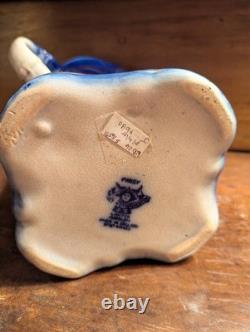 Antique Vtg BRUN & STEVENTON BURSLEM ANGLETERRE Flow Blue 9 Pichet Jatte PANSY