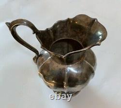 Argent 925 Pitchcher Jug Navire D'eau Vintage Sterling Antique Style Pot Poignée