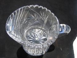Belle carafe en cristal vintage tardive (1910) American Brilliant Water Jug