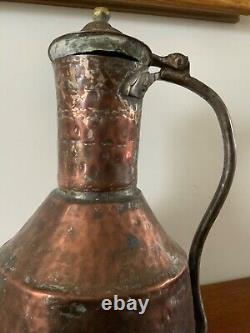 Bouilloire / Cruche / Pichet en cuivre antique et laiton de grande taille, 19ème siècle, Suède