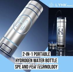 Bouteille d'eau Hydrogène H2 LynkNano 9000ppb PORTABLE & NUMÉRIQUE Gobelet à boire + Inhalateur