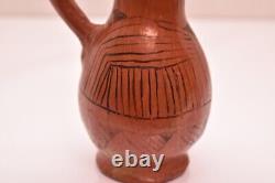 Bouteille d'eau en poterie indienne antique Maricopa Pueblo pichet jarre vase 5.25