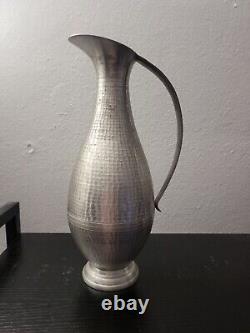 Broc/ Cruche/ Pichet/ Carafe à vin en étain ancien Selangor 12 pouces de hauteur