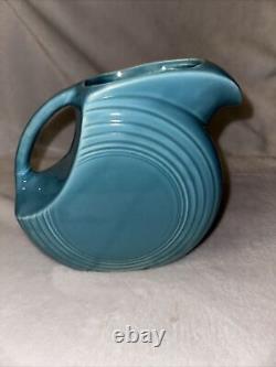 Brocante Fiesta Ware Grande Original Turquoise Blue Water Disc Pitcher Jug 7.25 H