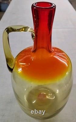CARAFE EN VERRE BLENKO VINTAGE 15, RARE JUG COLOR DE JOEL MYERS, 1,75 GALLON
