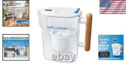 Carafe Filtrante Pure 10 Tasses Sans BPA Blanche et Bambou