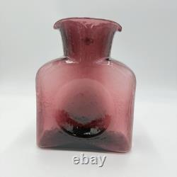 Carafe à eau Vintage Blenko en verre d'art 2003 Améthyste à double bec