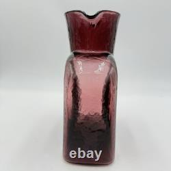 Carafe à eau Vintage Blenko en verre d'art 2003 Améthyste à double bec