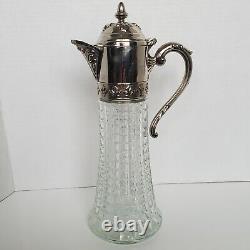 Carafe à eau de vin en verre et argent vintage d'Italie 12