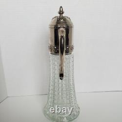 Carafe à eau de vin en verre et argent vintage d'Italie 12