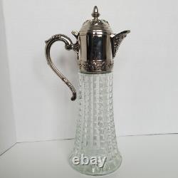 Carafe à eau de vin en verre et argent vintage d'Italie 12