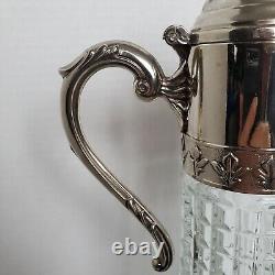 Carafe à eau de vin en verre et argent vintage d'Italie 12