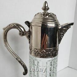 Carafe à eau de vin en verre et argent vintage d'Italie 12