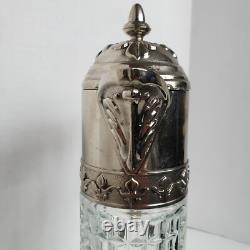 Carafe à eau de vin en verre et argent vintage d'Italie 12