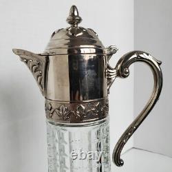 Carafe à eau de vin en verre et argent vintage d'Italie 12