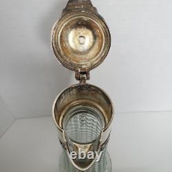 Carafe à eau de vin en verre et argent vintage d'Italie 12